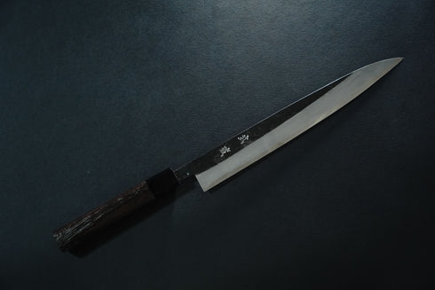 MUSASHI HAMONO SUJIHIKI 270 BLUE STEEL NO. 2 KUROUCHI DAMASCUS ROSEWOOD